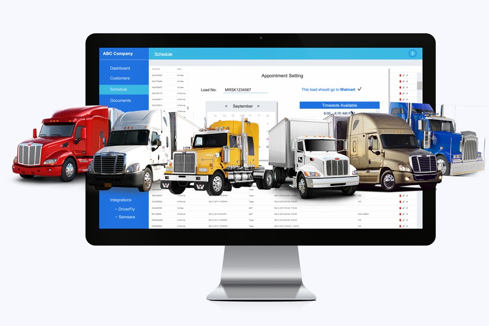 TMS container scheduling and appointment-setting dashboard with carrier integrations