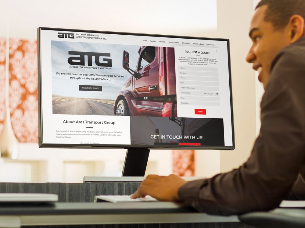 Transport company marketing website with a request-a-quote form